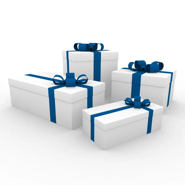 3d 블루 화이트 선물 상자 — 스톡 사진
