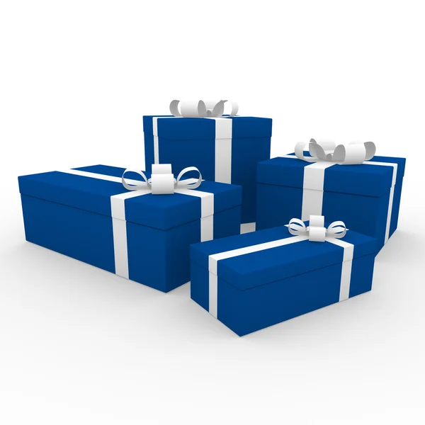 3d 蓝白色礼品盒 — 图库照片