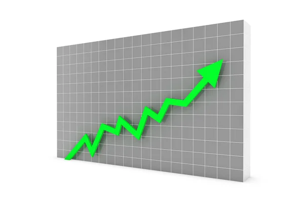 3D-grafiek muur pijl groen hoog — Stockfoto