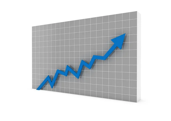 Flecha del gráfico 3d azul alto — Foto de Stock