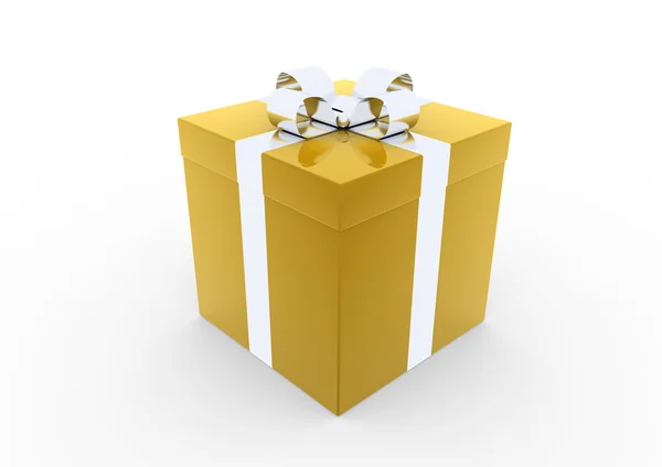3D-goud zilver gift box — Stockfoto