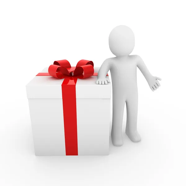 3d human gift box red big — Stock Photo, Image