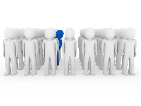 3d human stand crowd blue — Stock Photo, Image