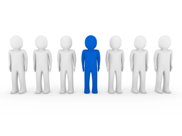 3d human stand crowd blue — Stock Photo, Image
