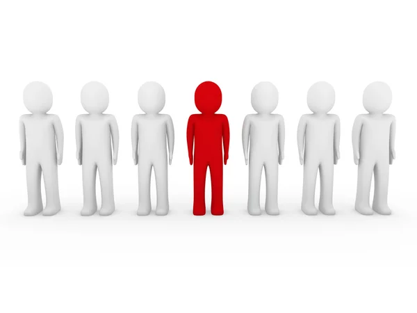 3d human stand crowd red — Stock Photo, Image