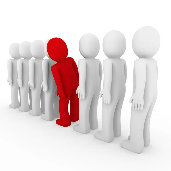 3d human stand crowd red — Stock Photo, Image