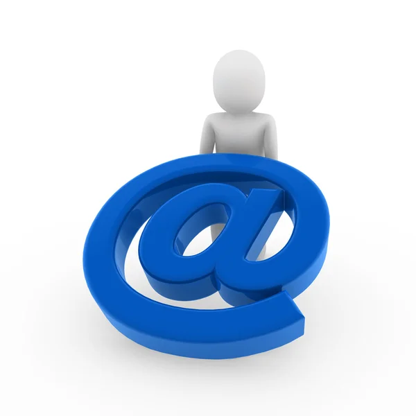 3d humano e-mail azul — Fotografia de Stock