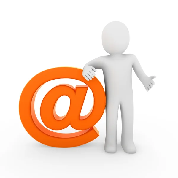 3d símbolo de correo electrónico humano naranja — Foto de Stock