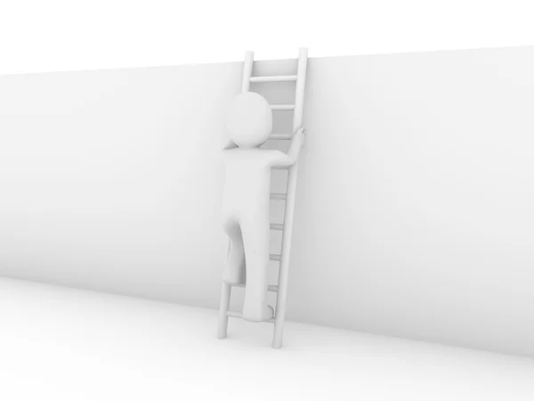 Humano Escada Parede Sucesso Negócio Até Oportunidade — Fotografia de Stock
