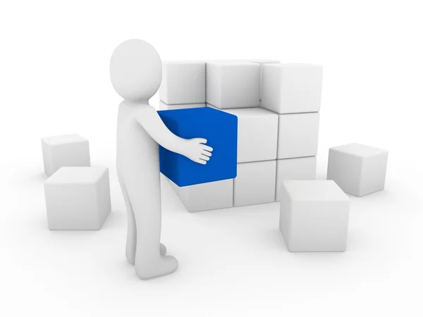Human Cube Box Blau Weiß Erfolg Geschäft Isoliert — Stockfoto