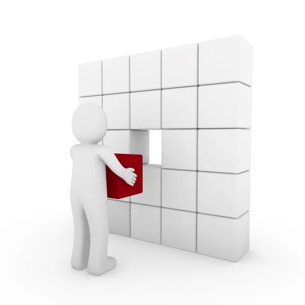 Cubo Humano Vermelho Branco Sucesso Negócio Isolado — Fotografia de Stock