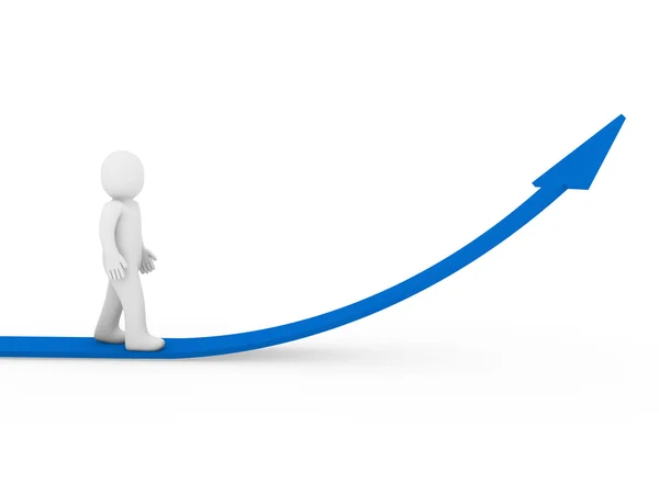 3d flecha humana crescimento de sucesso azul — Fotografia de Stock