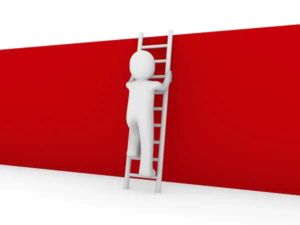 Ανθρώπινη Σκάλα Τοίχο Επιχειρηματική Επιτυχία Κόκκινο Χρώμα — Φωτογραφία Αρχείου