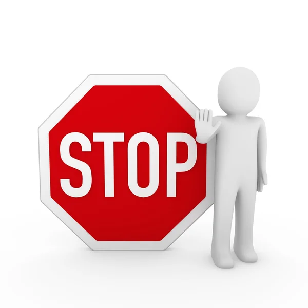 Human Stop Red Sign White Warning Symbol — Stock Photo, Image