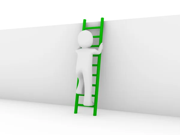 Humano Escada Parede Sucesso Negócio Até Verde — Fotografia de Stock