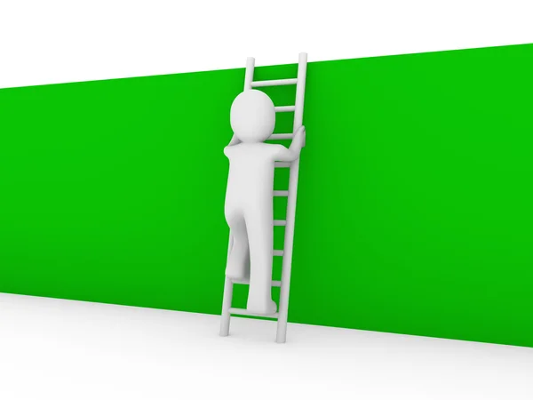 Humano Escada Parede Sucesso Negócio Até Verde — Fotografia de Stock