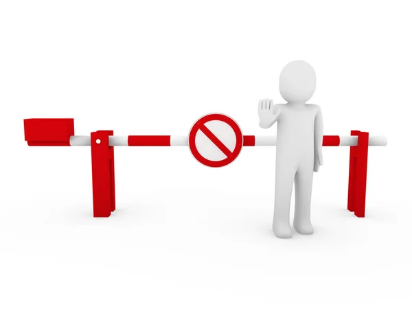 3d human stop barrier red ban — Stock Photo, Image