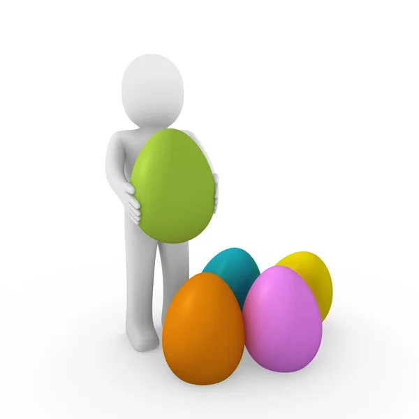 3D insan Paskalya yumurta renkli — Stok fotoğraf