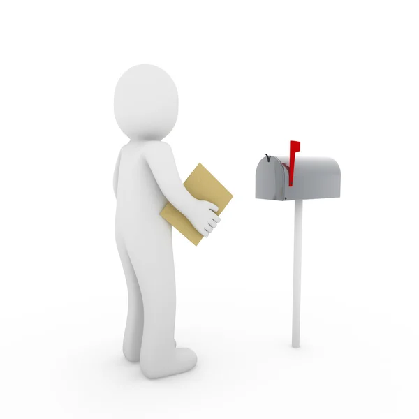 Mensch Brief Briefkasten Rot Post Kasten Post — Stockfoto