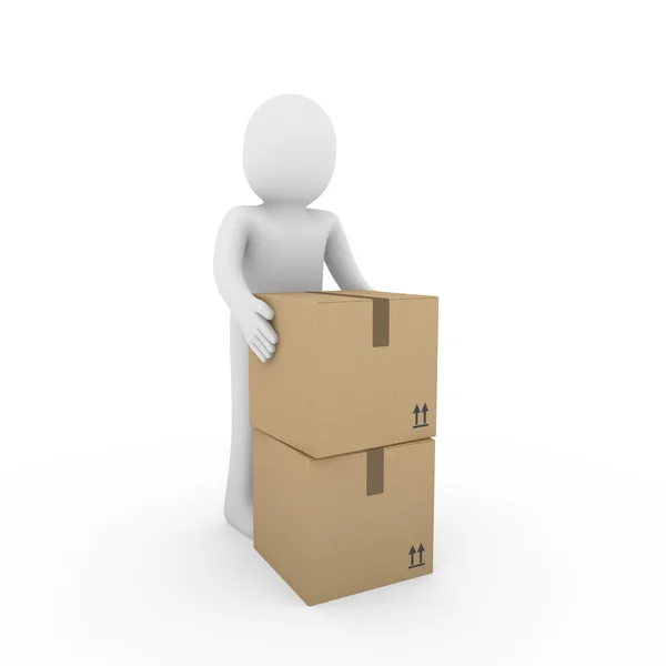 3d human carton shipping — Stock Photo, Image