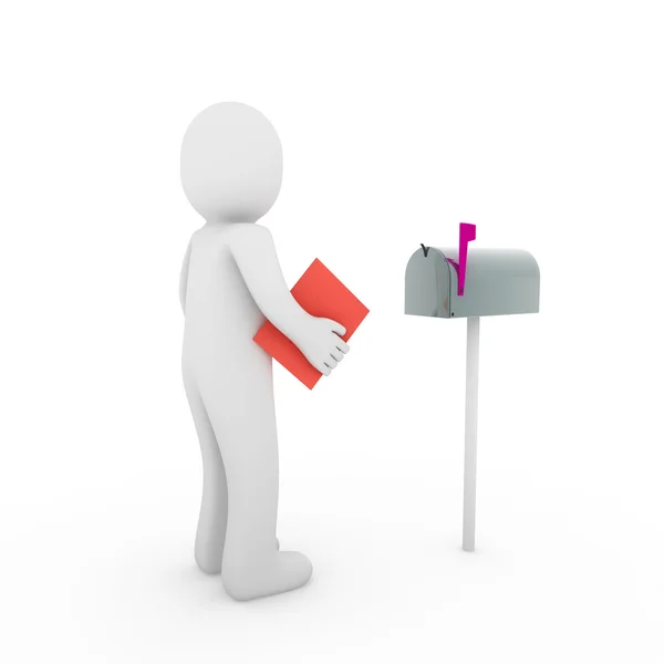 3d caixa de correio carta humana — Fotografia de Stock