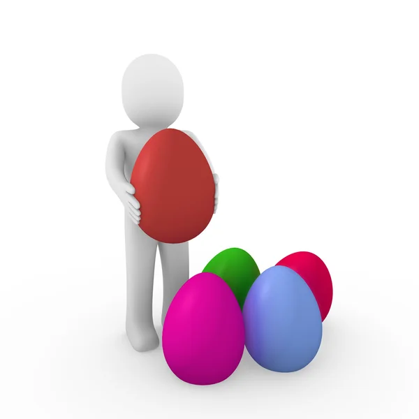 Insan Paskalya Yumurta Yeşil Mavi Kırmızı Pembe — Stok fotoğraf
