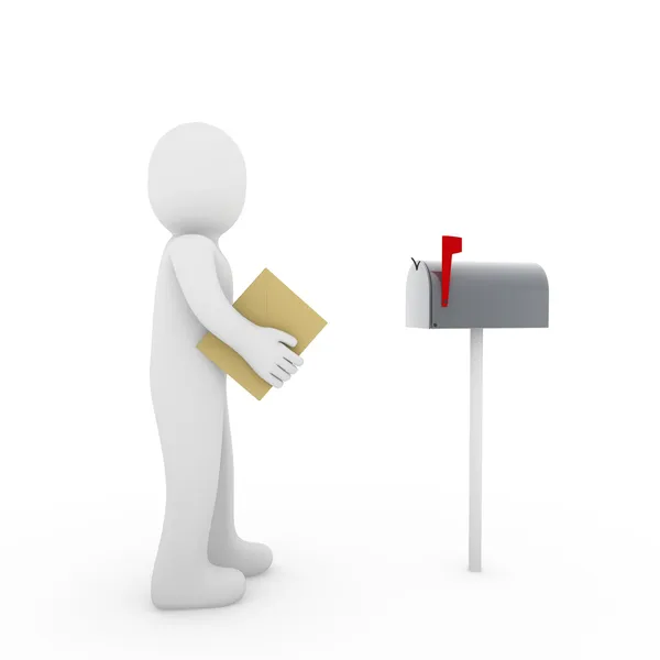 Humano Carta Caixa Correio Vermelho Correio Mail Negócios — Fotografia de Stock