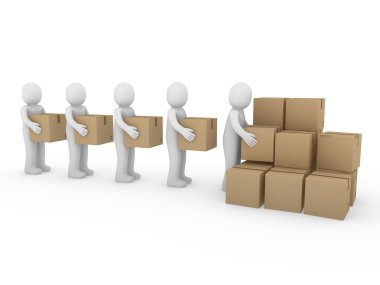 3d human carton package shipping clipart