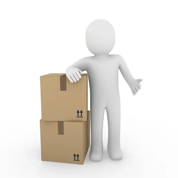 Human Shipping Transport Container Box Package Man — Stock Photo, Image