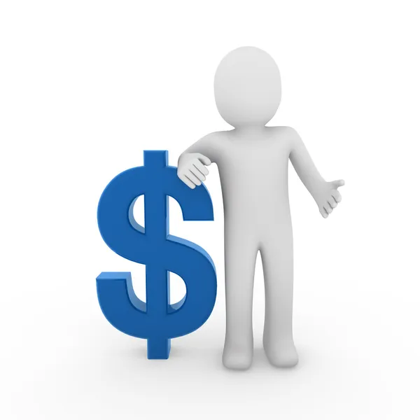 Mens Dollar Financiën Blauw Symbool Business Wit — Stockfoto
