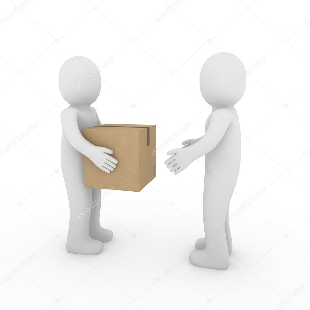 3d, human, shipping, transport, container, box, package, man