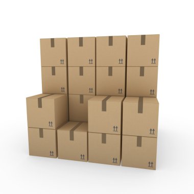 3d package shipping box brown clipart