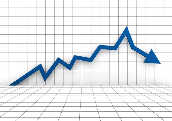 3d graph arrow blue down — Stock Photo, Image