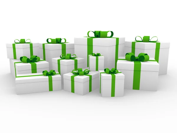3d grün weiße Geschenkbox — Stockfoto