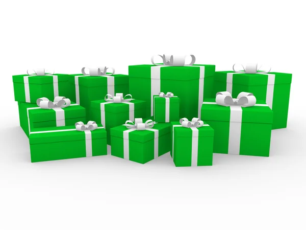 3d зелена біла подарункова коробка — стокове фото