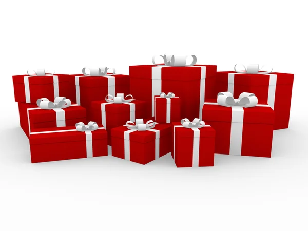 3d boîte cadeau blanc rouge — Photo