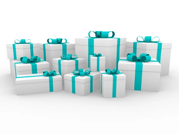 3d verde caixa de presente branco — Fotografia de Stock