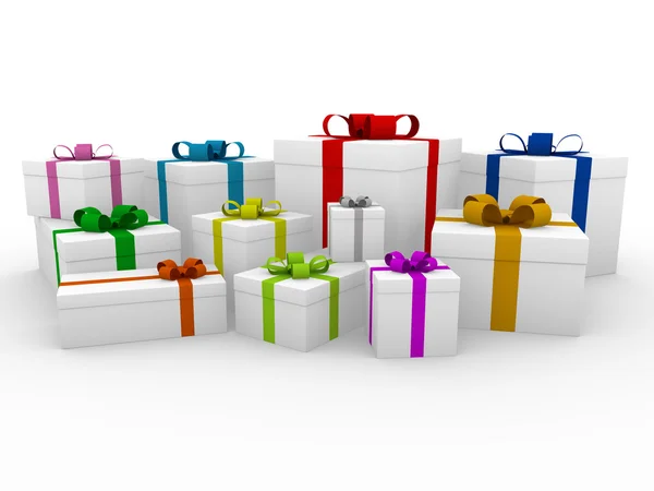 3d rojo colorido blanco caja de regalo —  Fotos de Stock