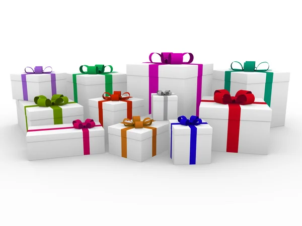 3d colorido caja de regalo blanca —  Fotos de Stock