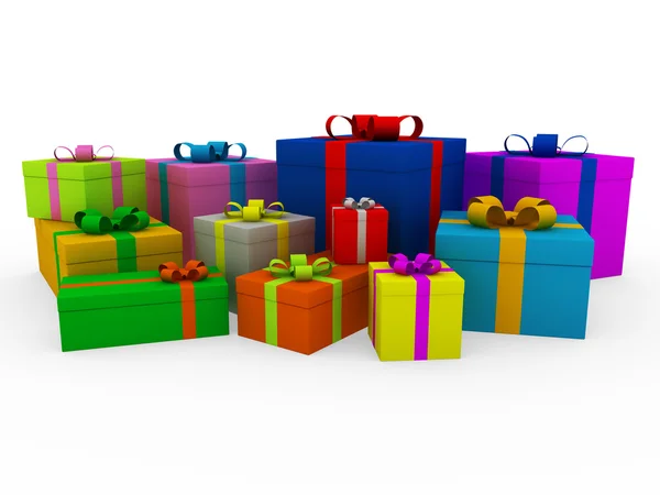 3d colorido caja de regalo blanca — Foto de Stock
