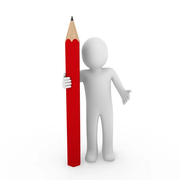 3d human red pencil — Stock Photo, Image