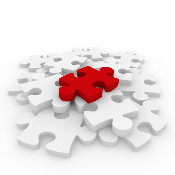 3d puzzle vermelho branco — Fotografia de Stock