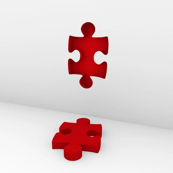 3d puzzle muro rosso — Foto Stock