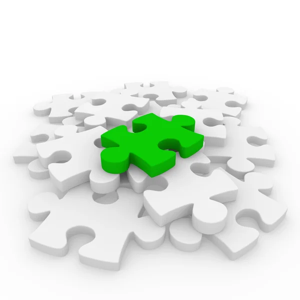3D puzzle yeşil beyaz — Stok fotoğraf
