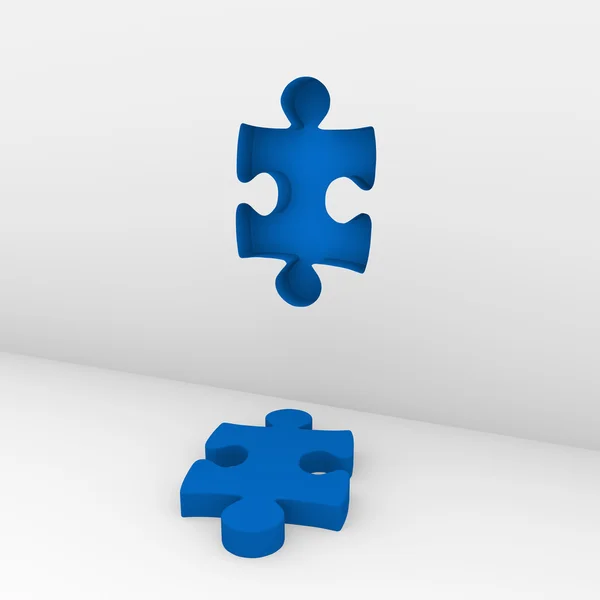 3d quebra-cabeça parede azul — Fotografia de Stock