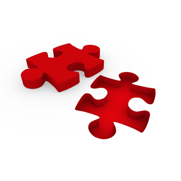 3d puzzle vermelho branco — Fotografia de Stock