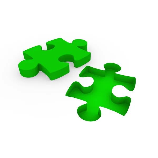 3d puzzle verde bianco — Foto Stock