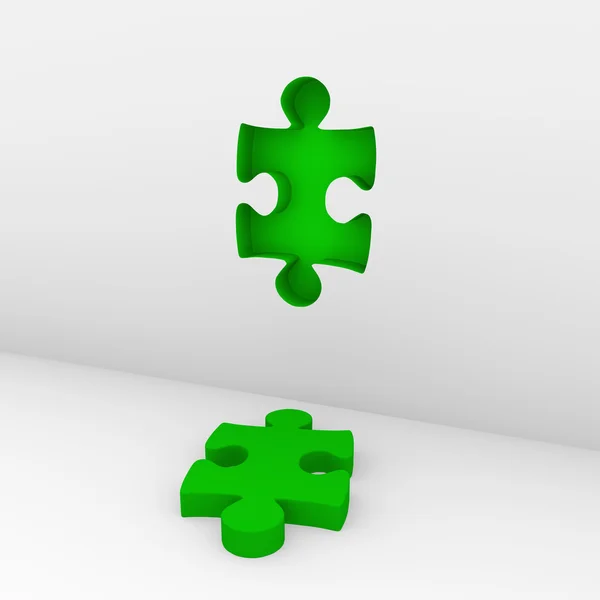 3d puzzle green wall — Stock Photo, Image