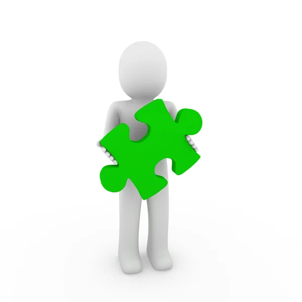 3d human green puzzle — Stock Photo, Image