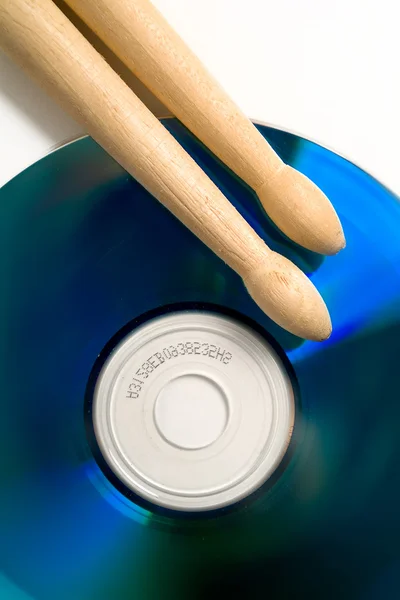 Drumstick auf CD — Stockfoto